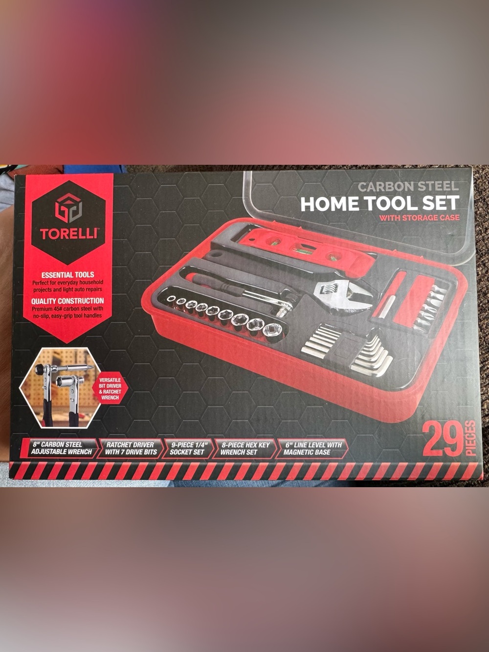 TORELLI Carbon Steel Home Tool Set - 29 Piece New in Box